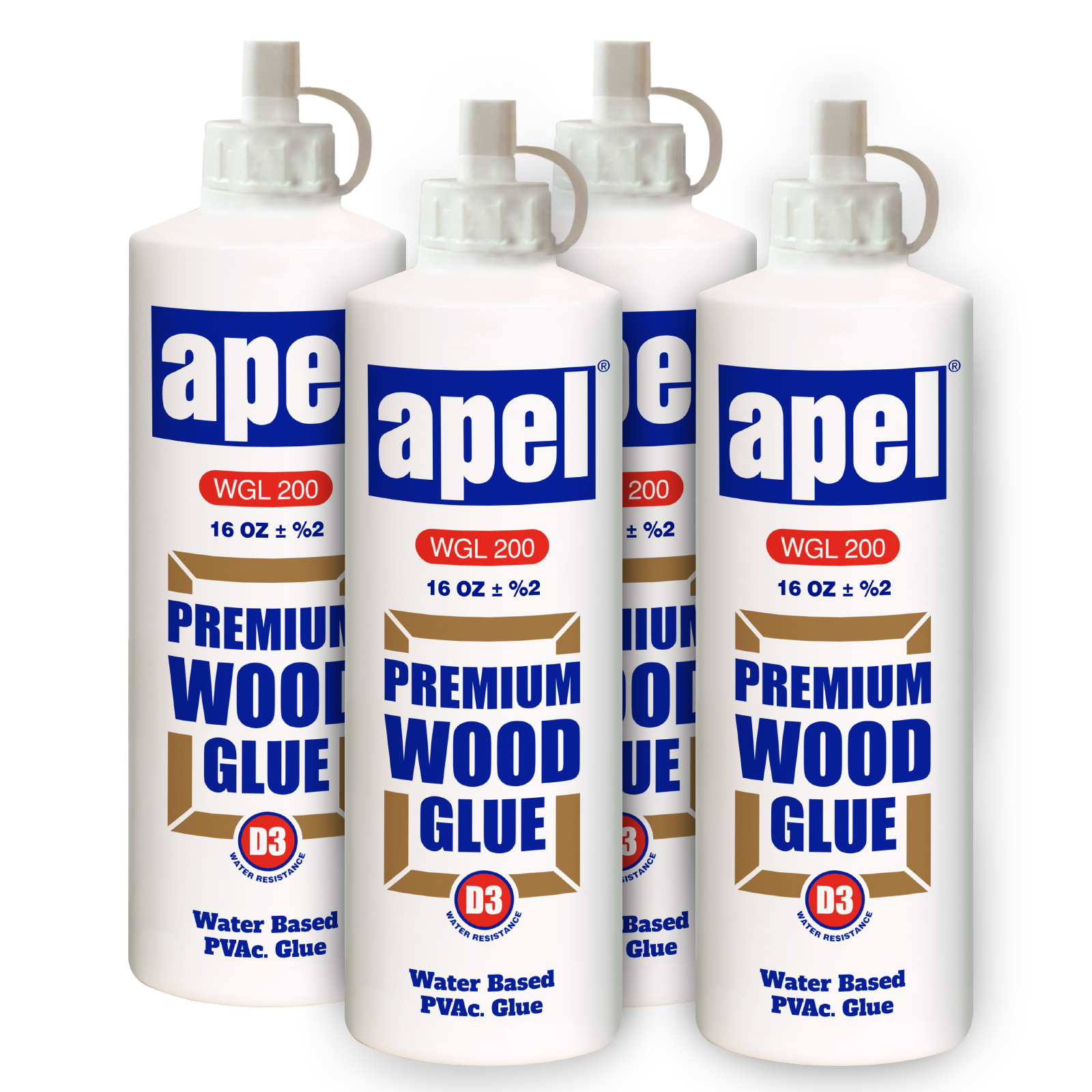 Wood Glue For Woodworking And Hobbies, Extra Strength For Crafts, 16 oz./1  pound, Water Based Clear PVA Glue For Interior & Exterior, Low Viscosity (4  Pack) 